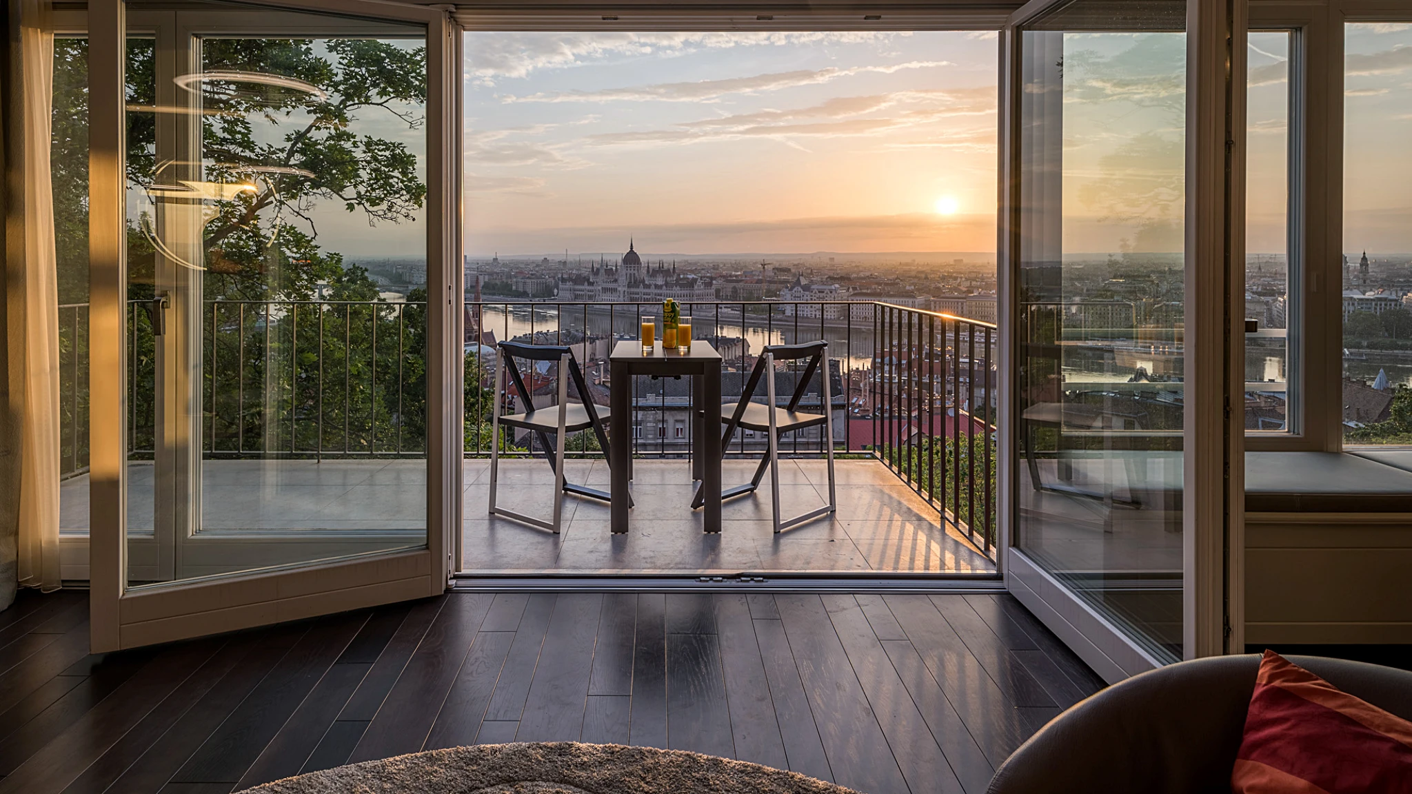 Budapest apartment with a panoramic terrace overlooking the Danube and Hungarian Parliament